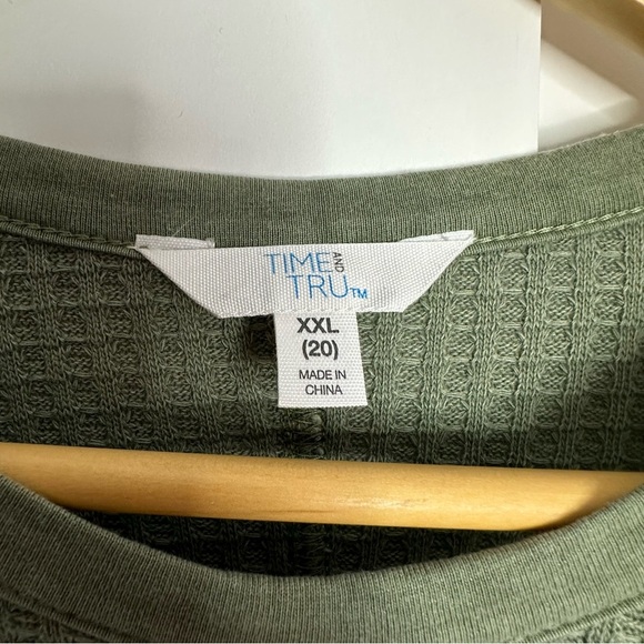 Time and Tru Waffle Knit long sleeve top XXL 2XL plus size balloon green boho - Picture 8 of 12